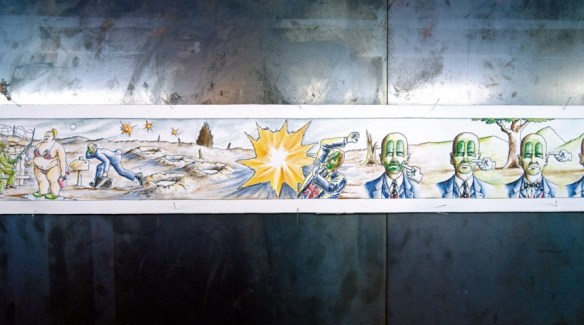 "It’s a long story, in full colour, without a happy ending." Installation at The Container gallery in Meguro.